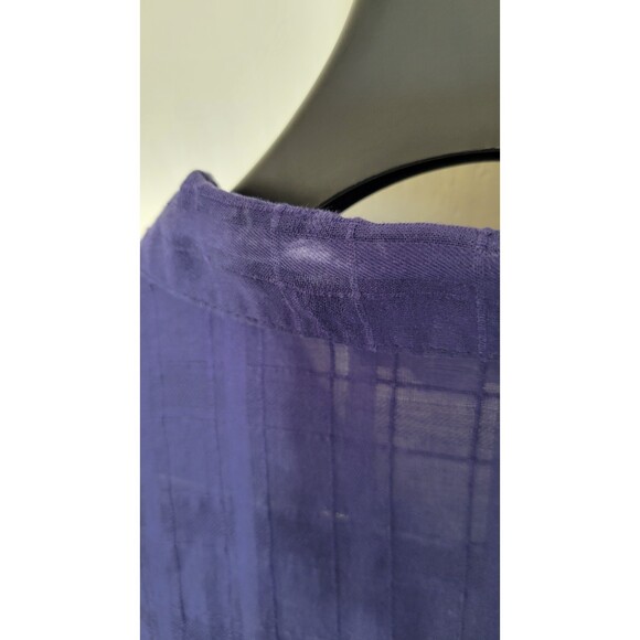 Women's J. Jill Blue Sheer Button Down Ruffle Swim Coverup Top - Picture 3 of 5